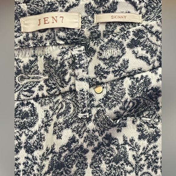 Damask Print Jen 7 Skinny Jeans Navy Cream Sz 6 $259 Ret - Picture 5 of 7